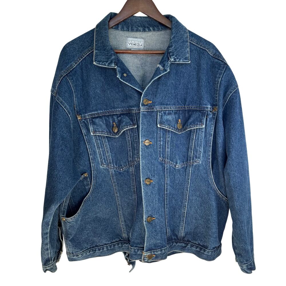 Vintage 90s Venezia Sportswear Denim Jacket Men’s 2XL 3XL Trucker Jean Coat Y2K